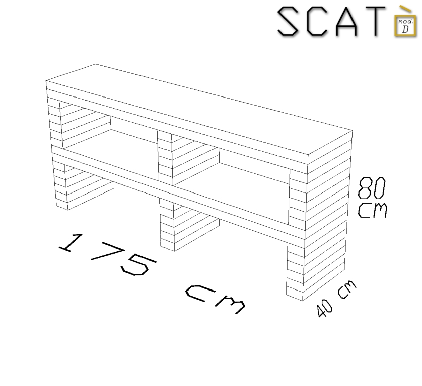 Quote modulo D, mobile in cartone alveolare